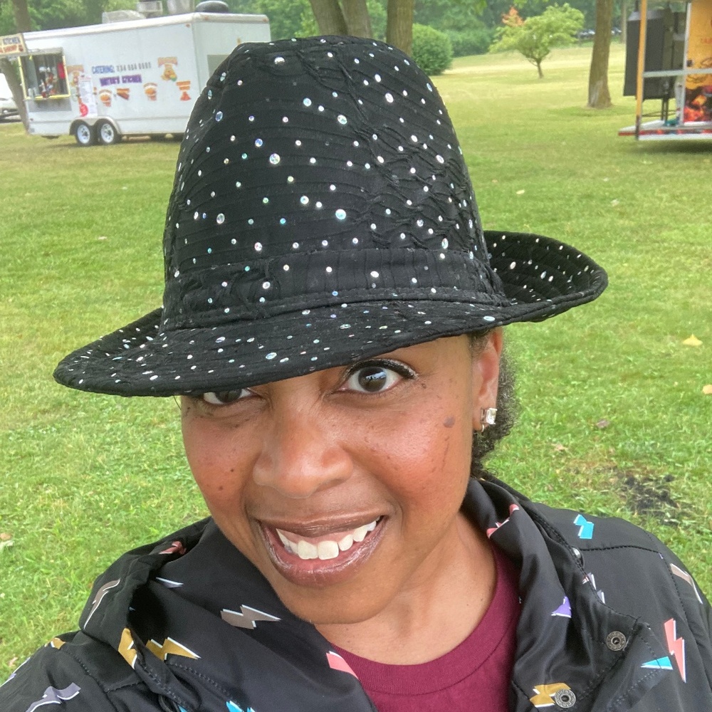 Confetti Sequin Fedora Hat, color black
